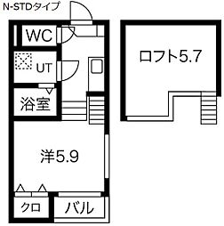 レガーロ 1Kの間取図画像