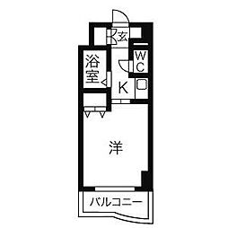 ラ・ポルテ堀田 1Kの間取図画像