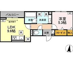 ルサンティエ白龍町 1LDKの間取図画像