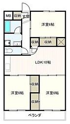 グランド三栄 3LDKの間取図画像