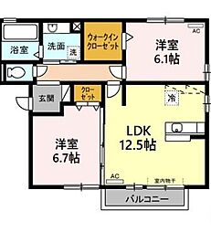 プリマヴェーラ 2LDKの間取図画像