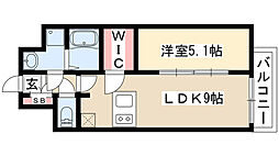 プレサンスジェネ千種内山 1LDKの間取図画像