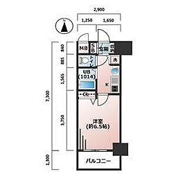プレサンス新栄デコール 1Kの間取図画像