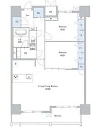 ロイジェント日吉 2LDKの間取図画像