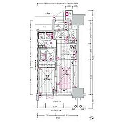 プレサンスロジェ名古屋駅GATEFRONT 1DKの間取図画像