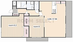 リアン東山 2LDKの間取図画像