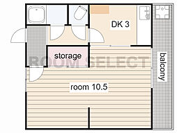 光ハイツ 1DKの間取図画像