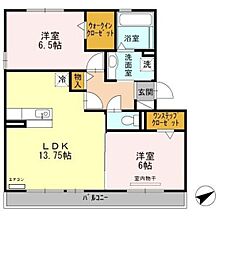 ハピネス荒田 2LDKの間取図画像