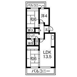 アーバンドエル藤ケ丘北2号棟 3LDKの間取図画像
