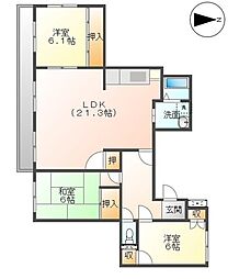 ルピネス亀の井 3LDKの間取図画像