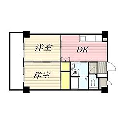 西一ビル 2DKの間取図画像