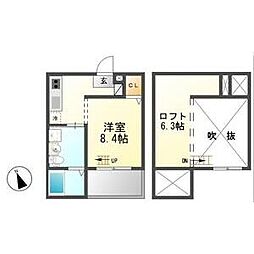 リゾレステ熱田 1Kの間取図画像