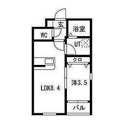 長久手市山野田マンション 1LDKの間取図画像