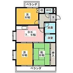 セントラルみのりハイツ 3DKの間取図画像