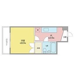 デンマークハイツ2 1Kの間取図画像