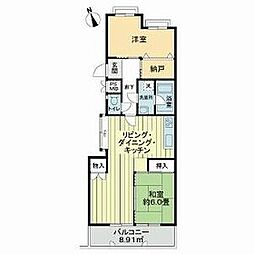 ライオンズマンション虹ケ丘ガーデン参番館 2SLDKの間取図画像