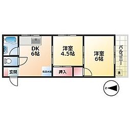 昭栄コーポラス 2DKの間取図画像
