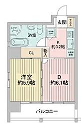 レインボーピア記念橋 1LDKの間取図画像