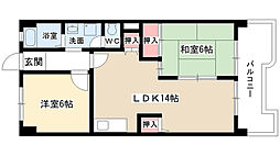 コーポ朝日 2LDKの間取図画像