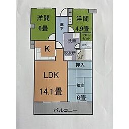 シャトレ御棚 3LDKの間取図画像
