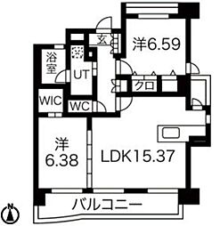 パラシオン西新 2LDKの間取図画像