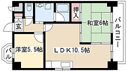 リヴァーサイド植田 2LDKの間取図画像