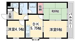 ケスハイツ一色 3DKの間取図画像