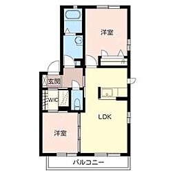 グリーンロード上中 2LDKの間取図画像
