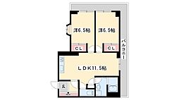 シャレード高砂 2LDKの間取図画像