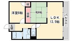 ハッピーコート加古川 2LDKの間取図画像