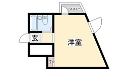 シャトークレール ワンルームの間取図画像