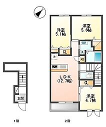 パームツリー 3LDKの間取図画像