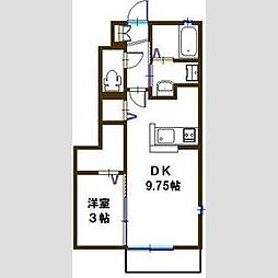 クレセント 1DKの間取図画像