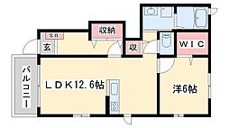 ジョリ・フルール 1LDKの間取図画像
