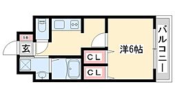 ブライトステージ 1Kの間取図画像