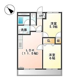 サンコーポS 2LDKの間取図画像