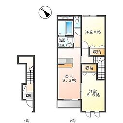 ウッド・カービング 2DKの間取図画像