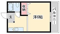 コーポ神明 1Kの間取図画像