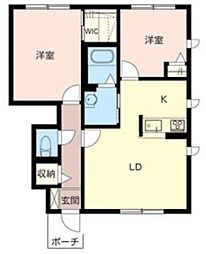 パルテール・加古川A 2LDKの間取図画像