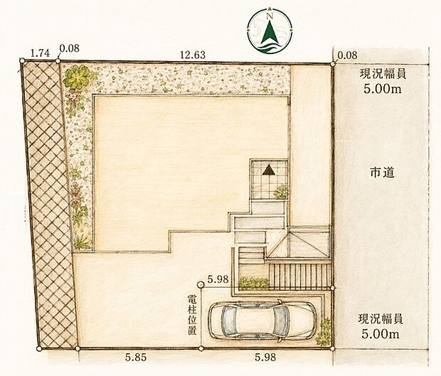 落ち着いた色合いで丁寧に描かれた図面から、ゆとりある空間の広がりと穏やかな暮らしの情景が心地よく伝わってきます