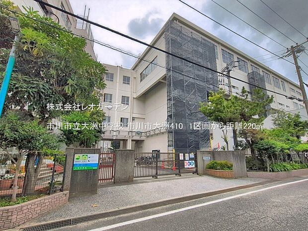 市川市立大洲中学校(220m)