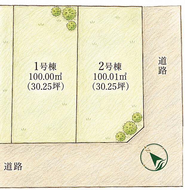 穏やかな時間が流れる整えられた敷地はそれぞれの理想の暮らしを描くゆとりある広さを確保しこれからの日々を心地よく紡ぐ穏やかな舞台となります
