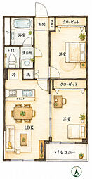 市川コーポラス 2LDKの間取図画像