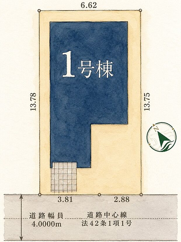 区画の広がりや形状をわかりやすく整理し、これからの暮らしのイメージを心地よく描き出せる区画図です 