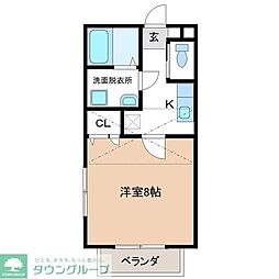 スカイロフト八木山 1Kの間取図画像