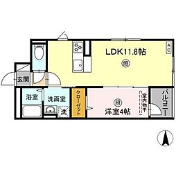 (仮称)DHCR広瀬町 1LDKの間取図画像