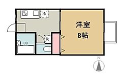 植木ハイツ3 1Kの間取図画像