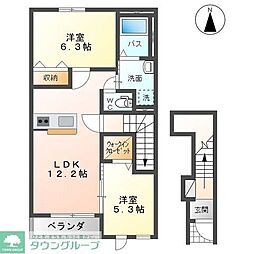 ラ・ソレイユA 2LDKの間取図画像