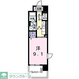 パークセントラルナトリ 1Kの間取図画像