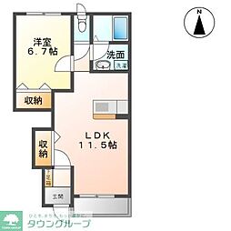 ディアコート美田園2 1LDKの間取図画像